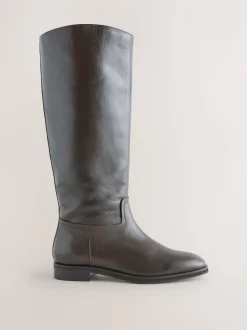 Marron chocolat en cuir - Bottes d’équitation plates Forever Comfort®