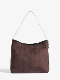 Marron chocolat et noir - Love & Roses sac cabas souple tissé