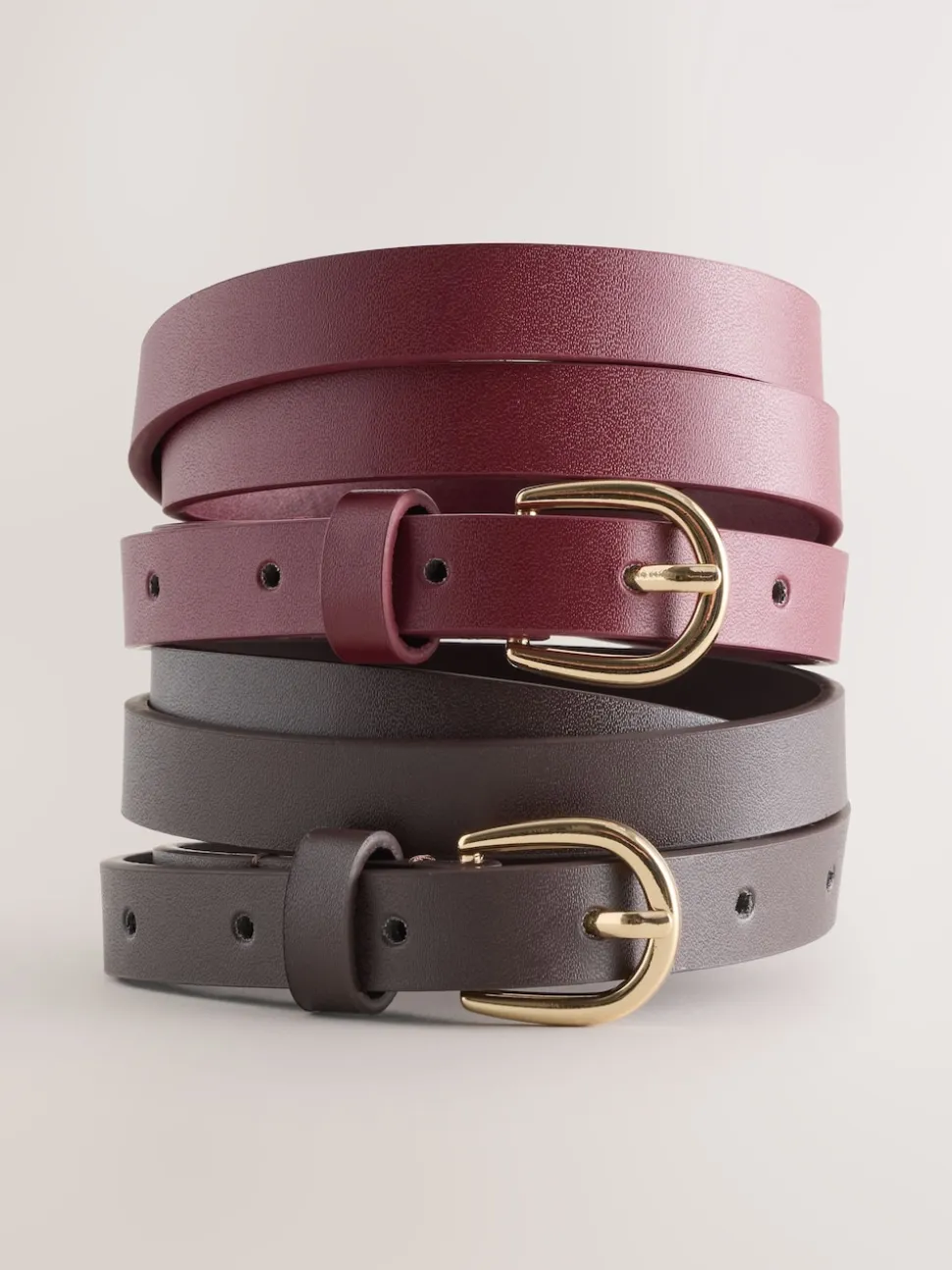 Marron chocolat/baie - Lot de ceintures skinny en PU 2
