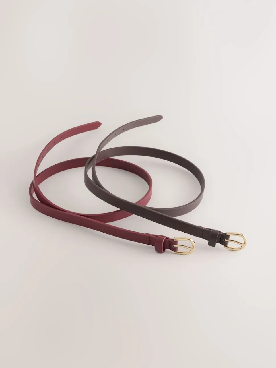 Marron chocolat/baie - Lot de ceintures skinny en PU 2