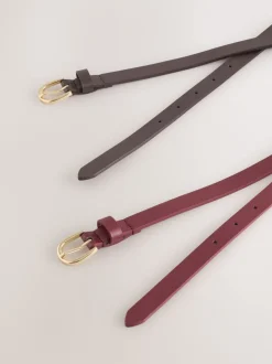 Marron chocolat/baie - Lot de ceintures skinny en PU 2