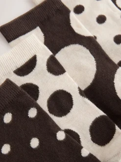 Marron chocolat/blanc à pois - Paquet de chaussettes de cheville 5