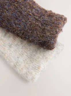 Marron chocolat/écru - Lot de 2 paires de chaussettes douillettes Boucle