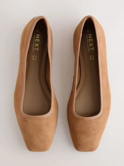 Marron fauve - Ballerines Forever Comfort® en cuir à bout carré