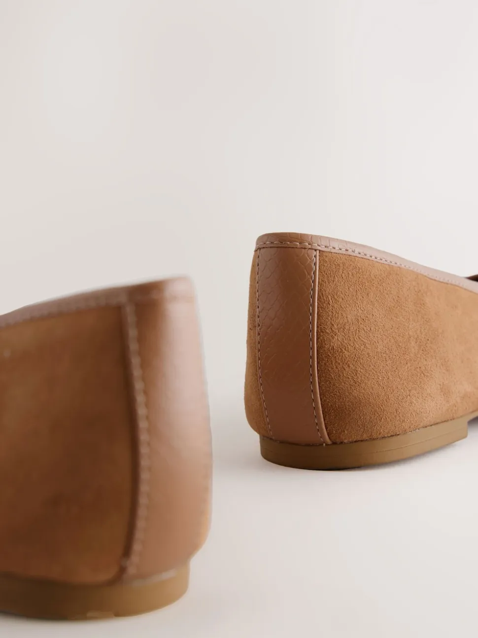 Marron fauve - Ballerines Forever Comfort® en cuir à bout carré