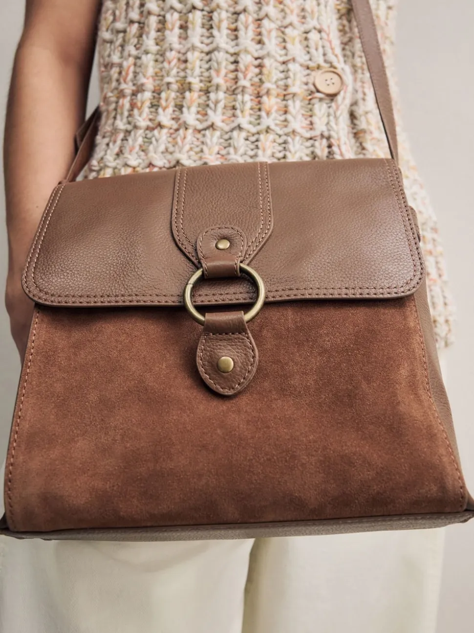 Marron fauve - Besace Sac de poche en cuir