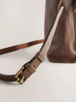 Marron fauve - Besace Sac de poche en cuir