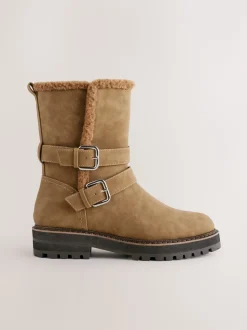 Marron fauve - Bottines Forever Comfort® doublées de fausse fourrure à double boucle