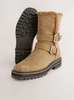 Marron fauve - Bottines Forever Comfort® doublées de fausse fourrure à double boucle