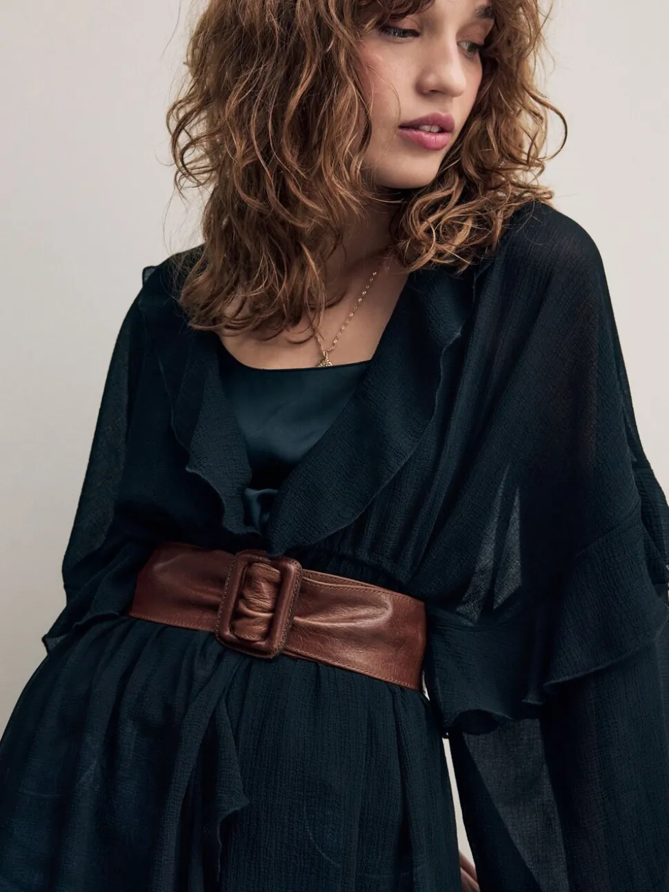 Marron fauve - Ceinture en cuir large