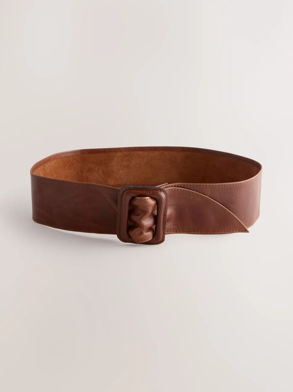 Marron fauve - Ceinture en cuir large