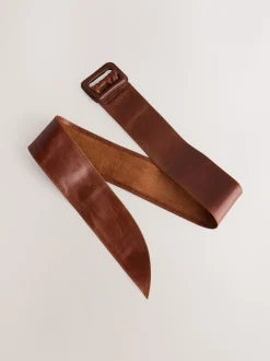 Marron fauve - Ceinture en cuir large