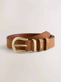 Marron fauve - Ceinture en cuir western coupe standard