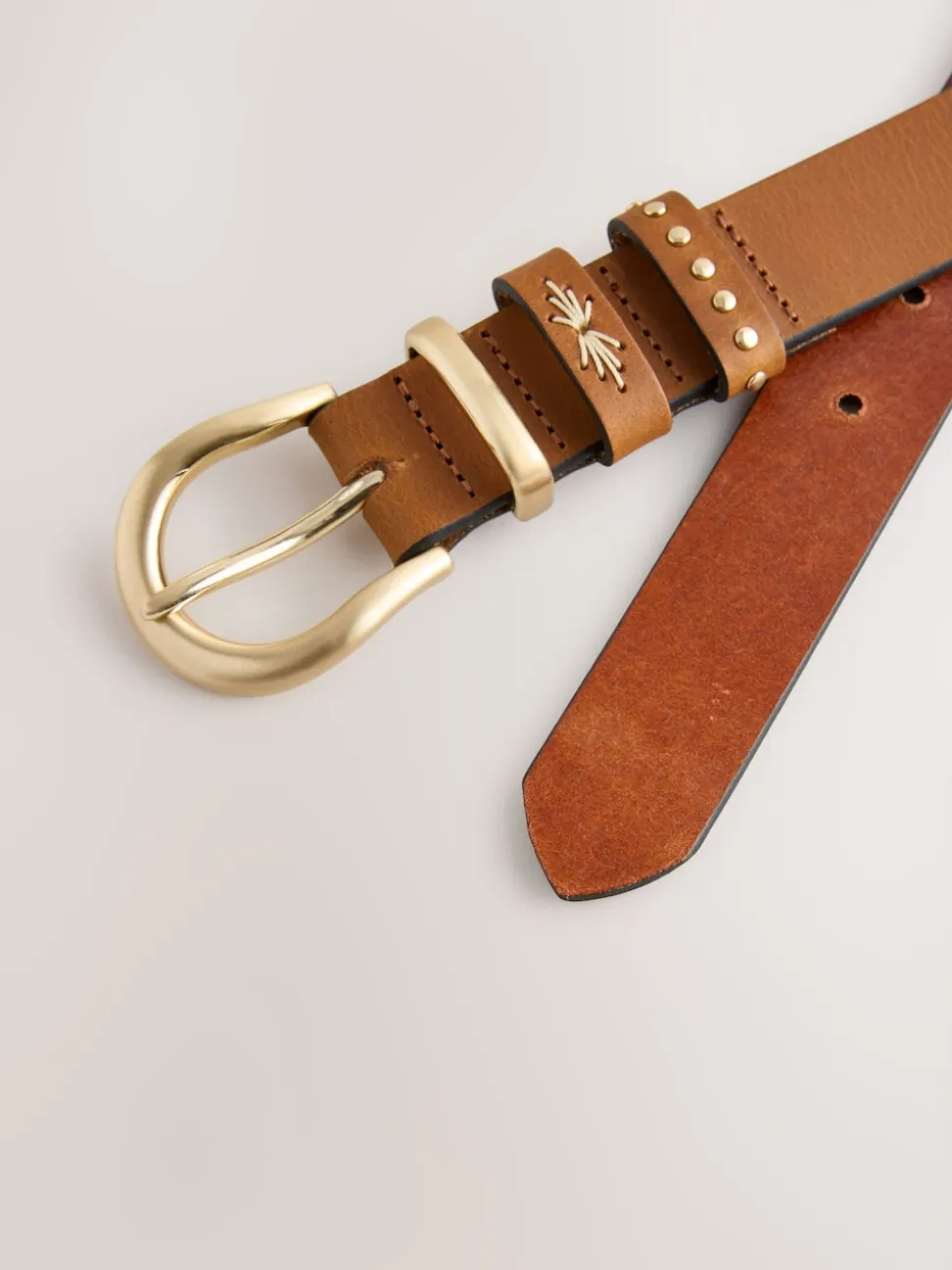 Marron fauve - Ceinture en cuir western coupe standard