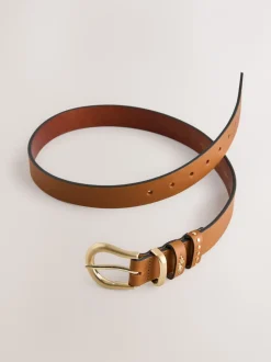 Marron fauve - Ceinture en cuir western coupe standard