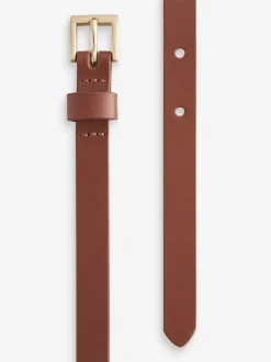 Marron fauve - Ceinture fine en cuir