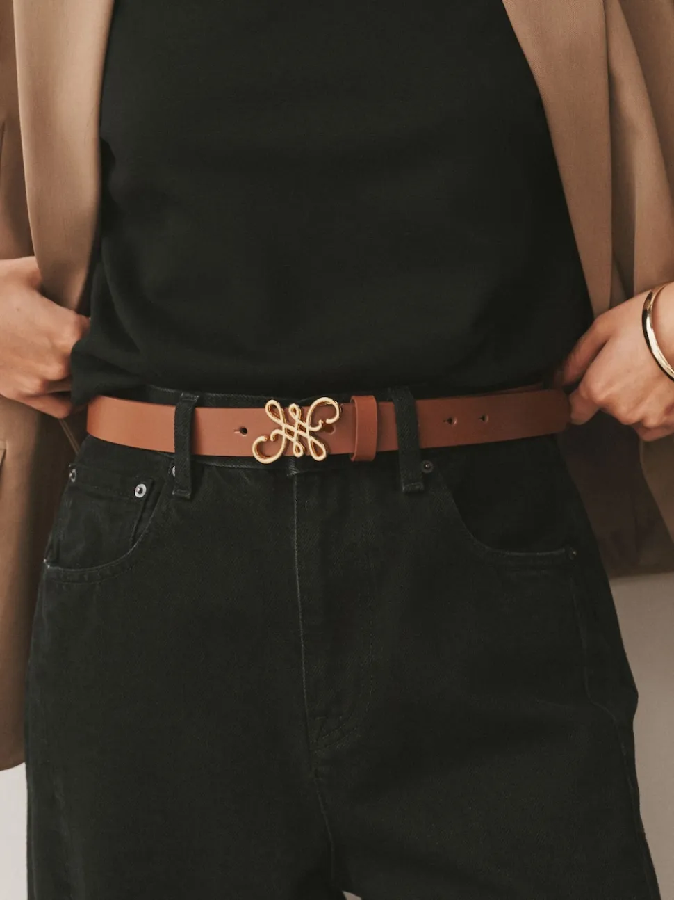 Marron fauve - Ceinture Regular Statement en cuir à boucle