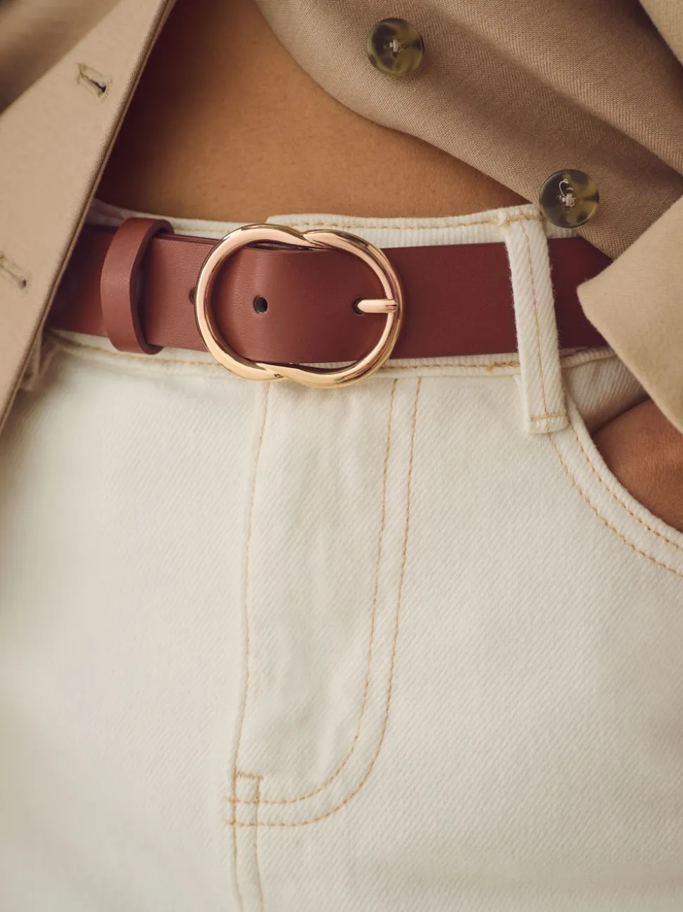 Marron fauve - Ceinture régulière en PU