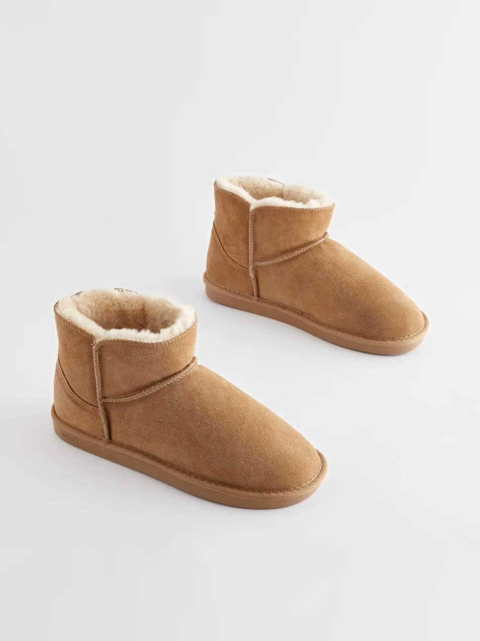 Marron fauve - Chaussons chaussons en daim doublés de fausse fourrure