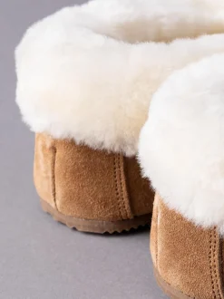 Marron fauve - Chaussons style mocassins en peau de mouton Lakeland Leather femme