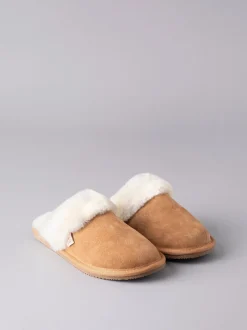 Marron fauve - Chaussons style mules en peau de mouton Lakeland Leather femme