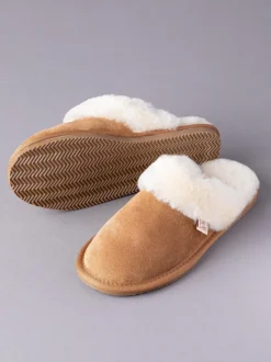 Marron fauve - Chaussons style mules en peau de mouton Lakeland Leather femme