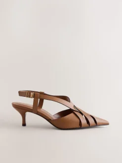 Marron fauve - Chaussures à talons Forever Comfort® en cuir tressé à bout pointu et à bride arrière