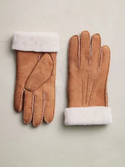 Marron fauve - Gants N. Premium en cuir et peau de mouton
