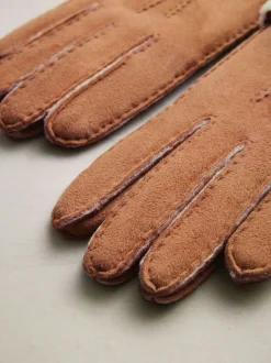 Marron fauve - Gants N. Premium en cuir et peau de mouton