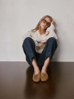 Marron fauve - Mocassins Forever Comfort® en cuir avec franges