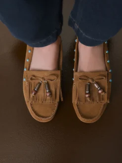 Marron fauve - Mocassins Forever Comfort® en cuir avec franges