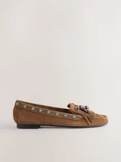Marron fauve - Mocassins Forever Comfort® en cuir avec franges
