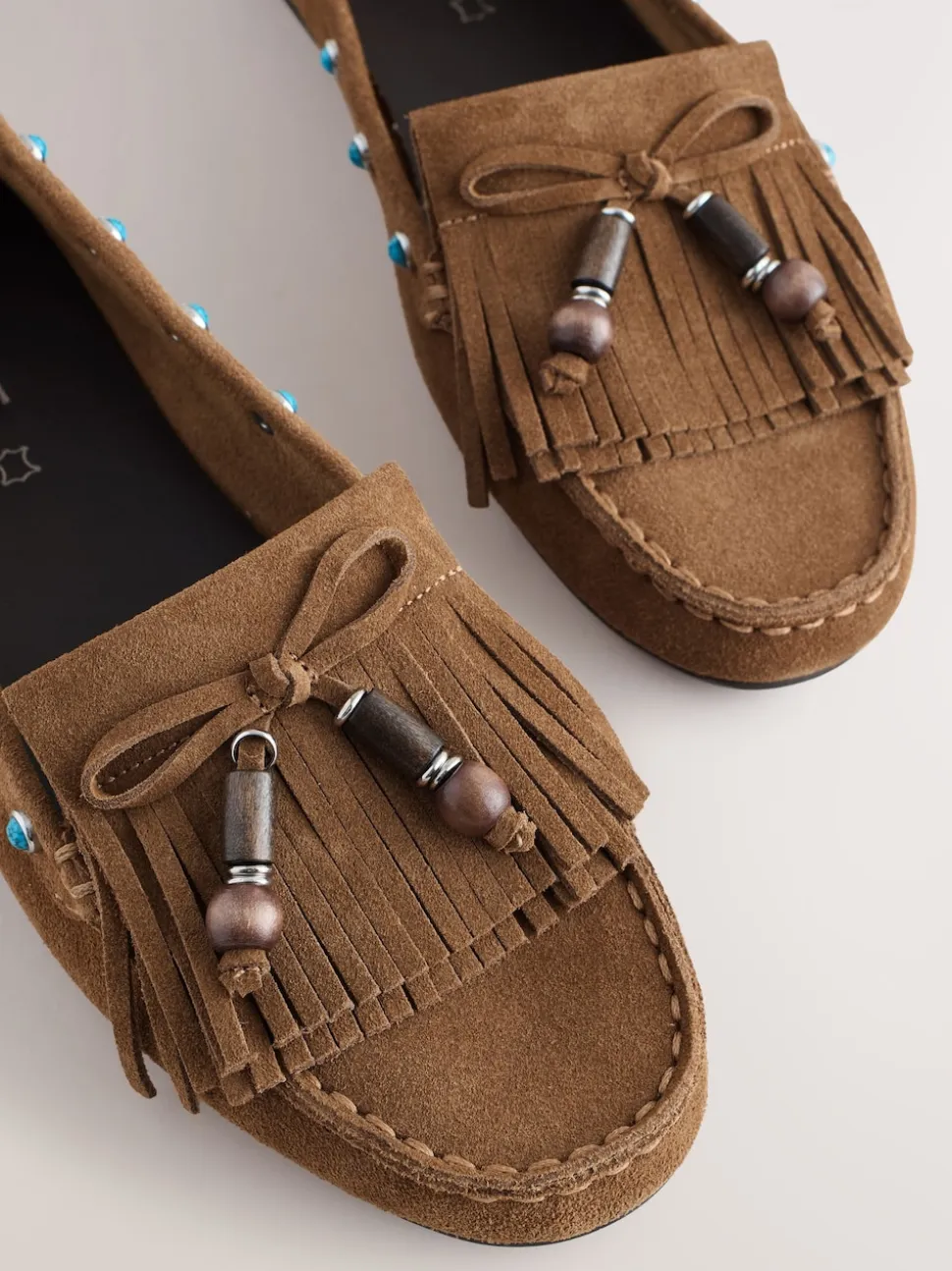 Marron fauve - Mocassins Forever Comfort® en cuir avec franges