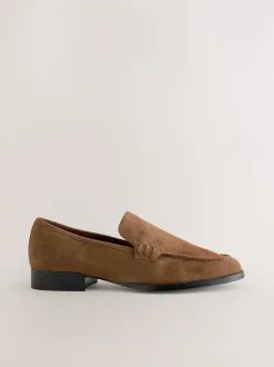 Marron fauve - Mocassins propres en daim à bout rond