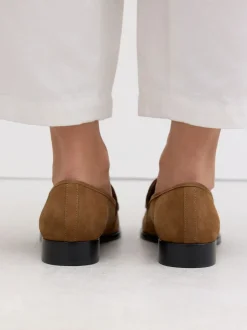 Marron fauve - Mocassins propres en daim à bout rond