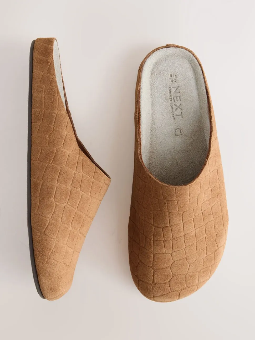 Marron fauve - Sabots Forever Comfort® en cuir avec semelle plantaire