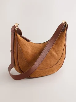 Marron fauve - Sac à bandoulière en daim