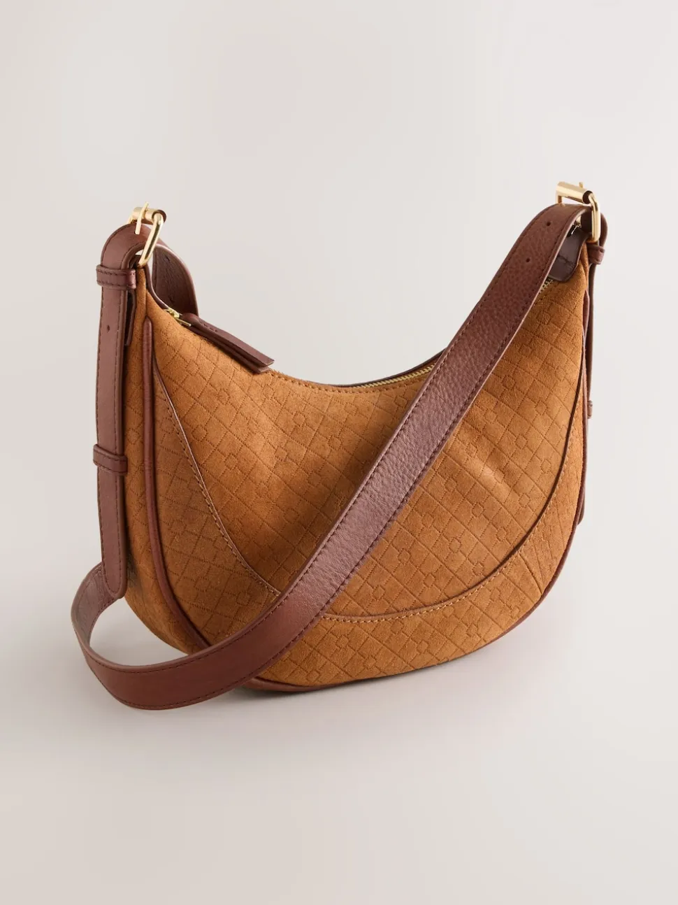 Marron fauve - Sac à bandoulière en daim