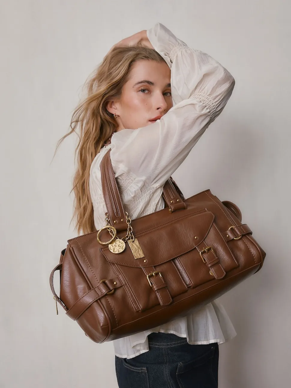 Marron fauve - Sac à main à boucle Charm