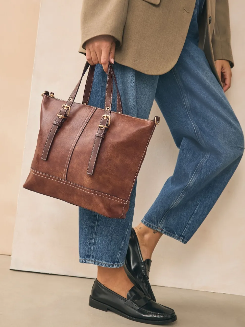 Marron fauve - Sac à main avec boucle