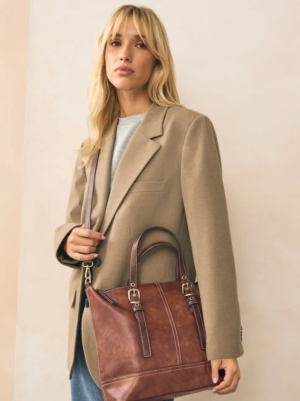 Marron fauve - Sac à main avec boucle