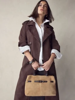 Marron fauve - Sac à main en daim à ceinture