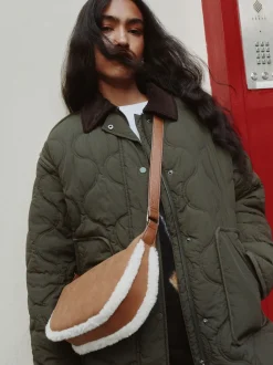 Marron fauve - Sac bandoulière Borg en PU