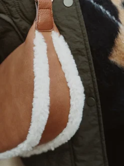 Marron fauve - Sac bandoulière Borg en PU