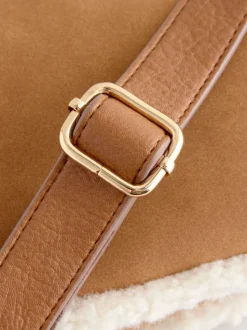 Marron fauve - Sac bandoulière Borg en PU