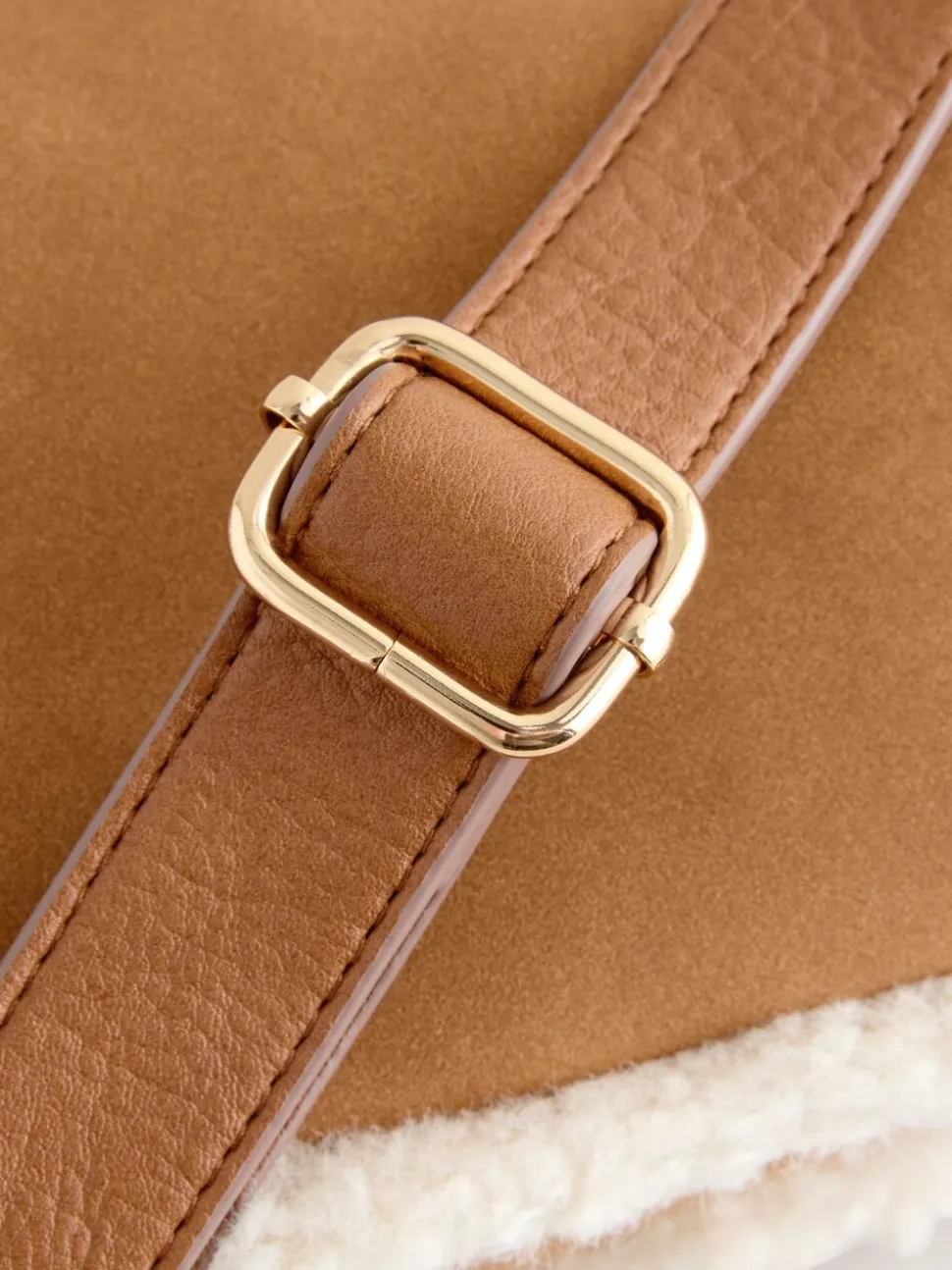 Marron fauve - Sac bandoulière Borg en PU