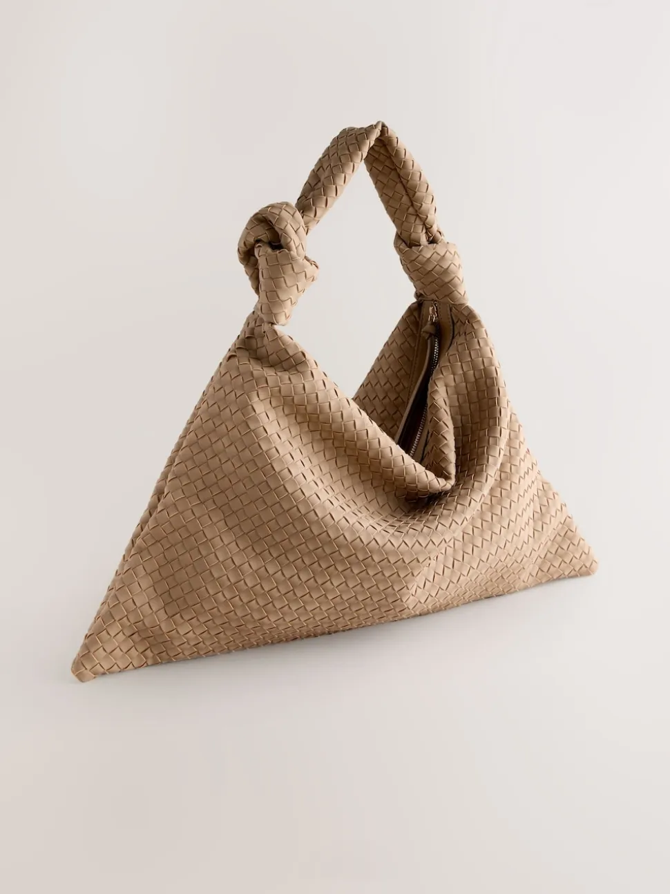 Marron fauve - Sac bandoulière tissé en Faux daim