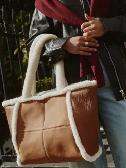 Marron fauve - Sac fourre-tout en PU en peau de mouton