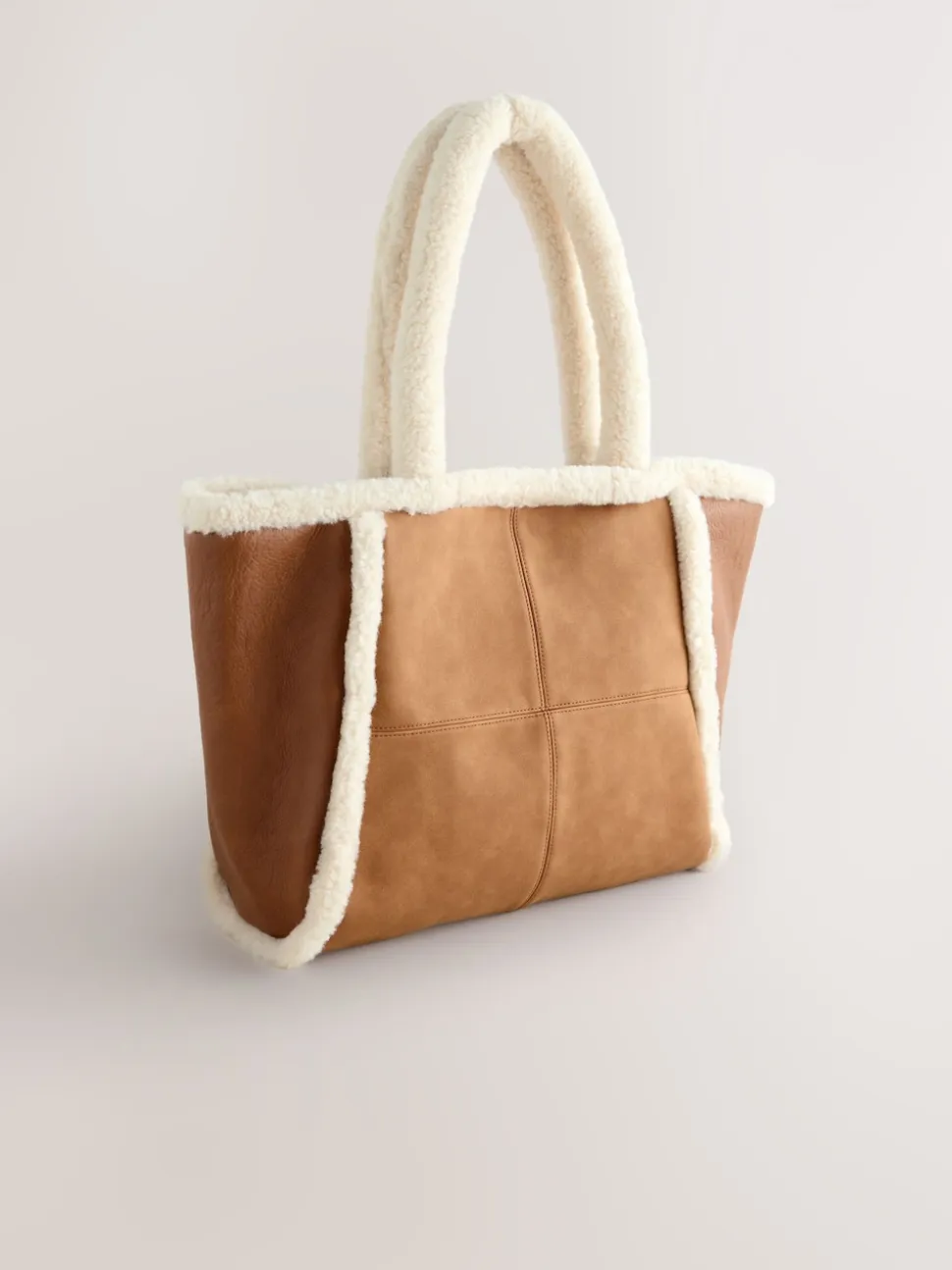 Marron fauve - Sac fourre-tout en PU en peau de mouton