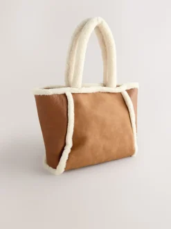 Marron fauve - Sac fourre-tout en PU en peau de mouton